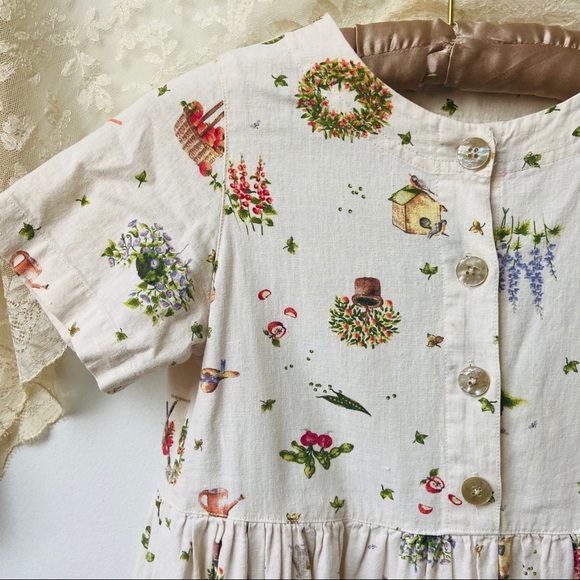 Cottagecore Kids Linen Dress - Picture 2 of 7